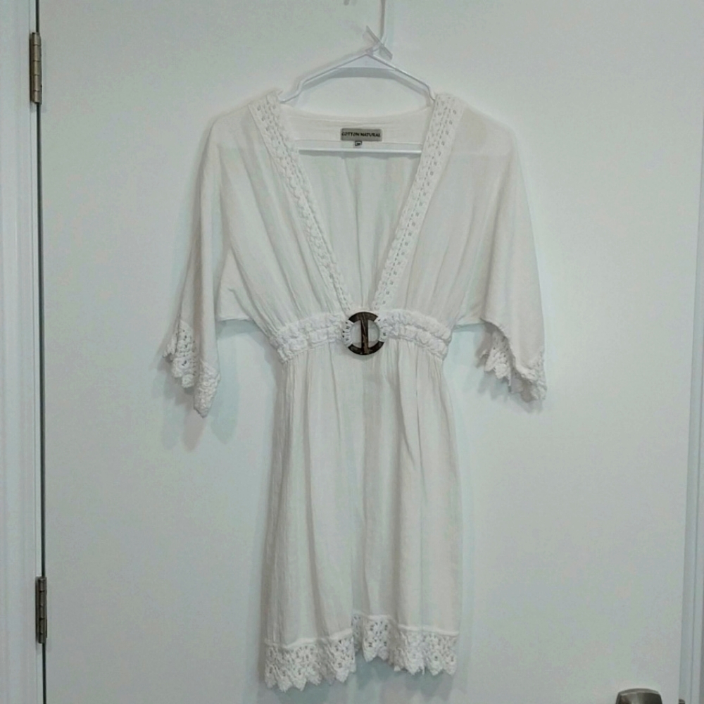 929 cotton natural White swimsuit cover up
